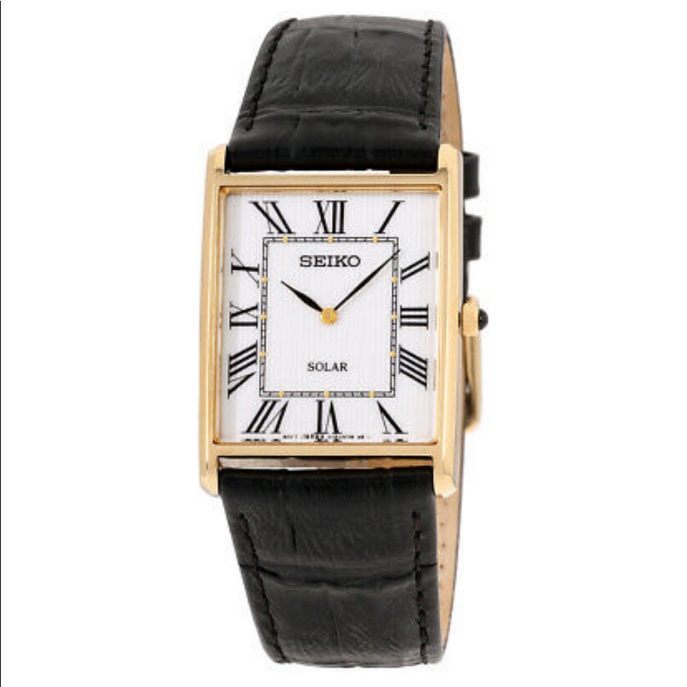 NWT SEIKO Analog Display Solar Quartz Gold Watch